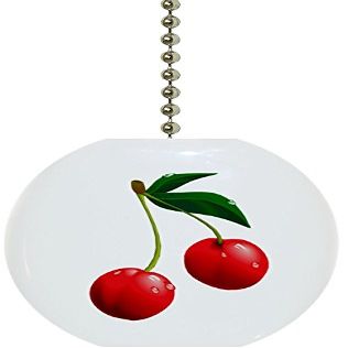 Carolina Hardware and Decor 1113F Cherries Cherry Fruit Ceramic Fan Pull