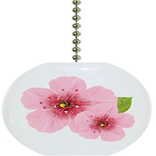 Carolina Hardware and Decor 1834F Cherry Blossoms Floral Ceramic Fan Pull