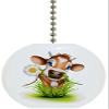 Carolina Hardware and Decor 1945F Cow in Grass Farm Animal Solid Ceramic Fan Pull view 1