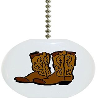 Carolina Hardware and Decor 1142F Cowboy Boots Farm Western Solid Ceramic Fan Pull