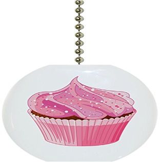Carolina Hardware and Decor 1916FPinkIcing Cupcake with Pink Icing Solid Ceramic Fan Pull