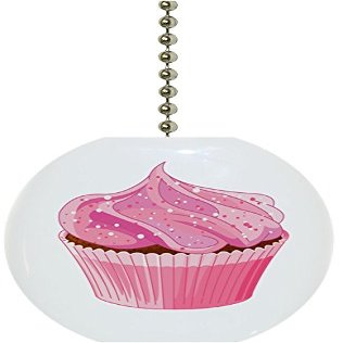 Carolina Hardware and Decor 1916FPinkIcing Cupcake with Pink Icing Solid Ceramic Fan Pull