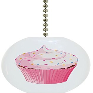 Carolina Hardware and Decor 1916FSprinkles Cupcake with Sprinkles Solid Ceramic Fan Pull