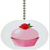 Carolina Hardware and Decor 1916FRose Cupcake with Rose Solid Ceramic Fan Pull view 1