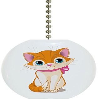 Carolina Hardware and Decor 1829F Cute Kitten Pink Ribbon Animal Ceramic Fan Pull