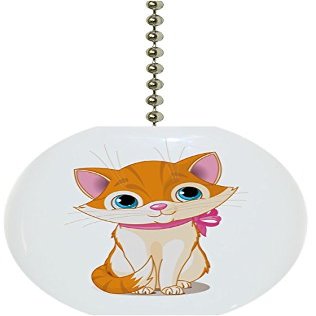 Carolina Hardware and Decor 1829F Cute Kitten Pink Ribbon Animal Ceramic Fan Pull