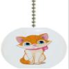 Carolina Hardware and Decor 1829F Cute Kitten Pink Ribbon Animal Ceramic Fan Pull view 1