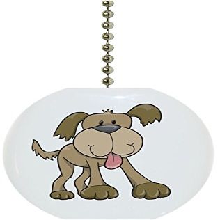 Carolina Hardware and Decor 1652F Cute Brown Dog Animal Ceramic Fan Pull