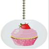 Carolina Hardware and Decor 1916FStrawberry Cupcake with Strawberry Solid Ceramic Fan Pull view 1