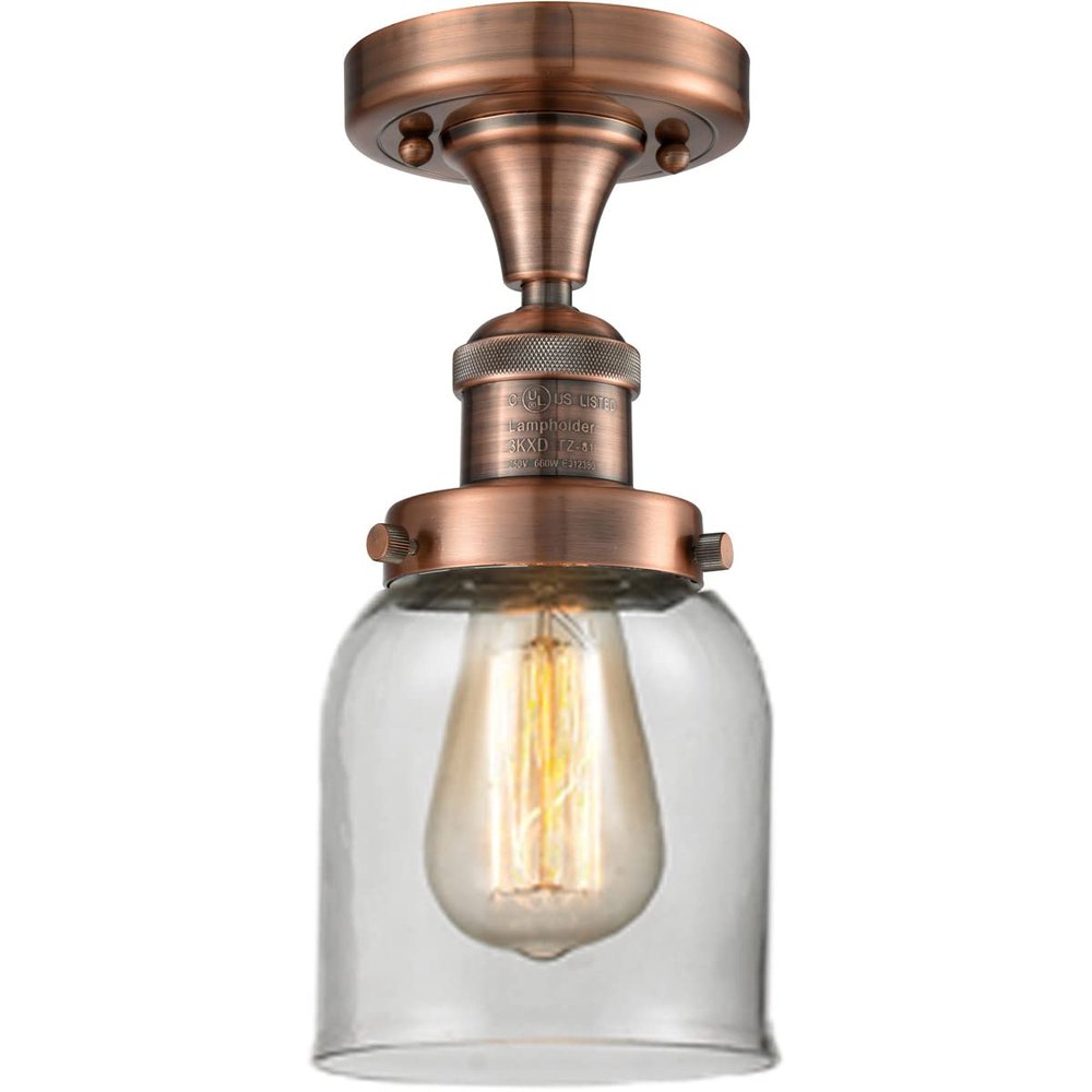 Innovations 517-1CH-AC-G52-LED 1 Light Vintage Dimmable LED Semi-Flush Mount, Antique Copper
