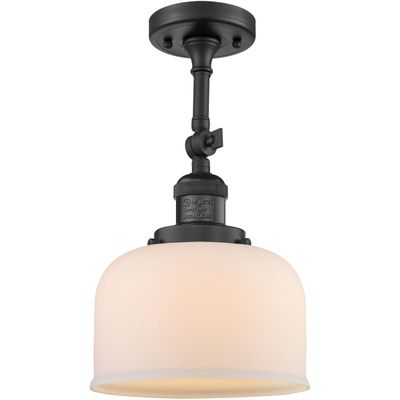 Innovations 201F-BK-G71-LED Transitional LED Semi-Flush Mount from Franklin Restoration Collection in Black Finish,