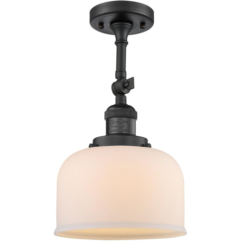 Innovations 201F-BK-G71-LED Transitional LED Semi-Flush Mount from Franklin Restoration Collection in Black Finish,