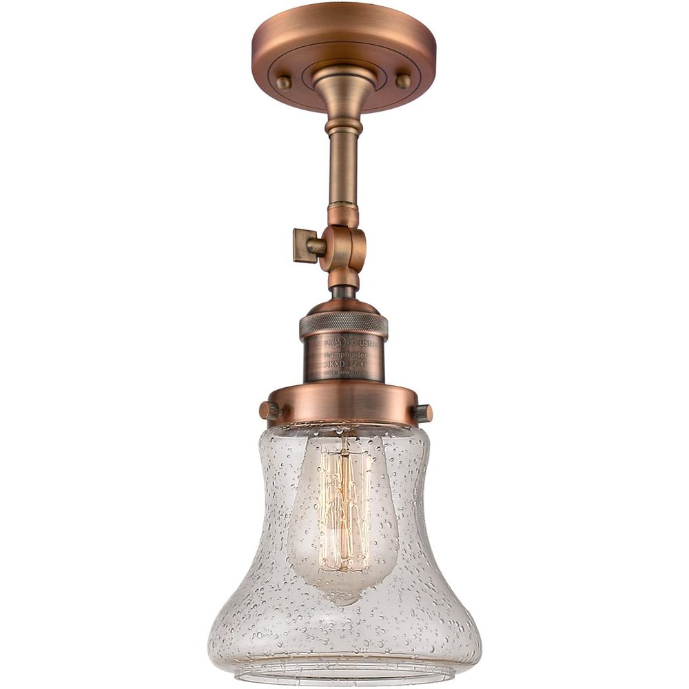 Innovations 201F-AC-G194-LED LED Semi-Flush Mount, Antique Copper