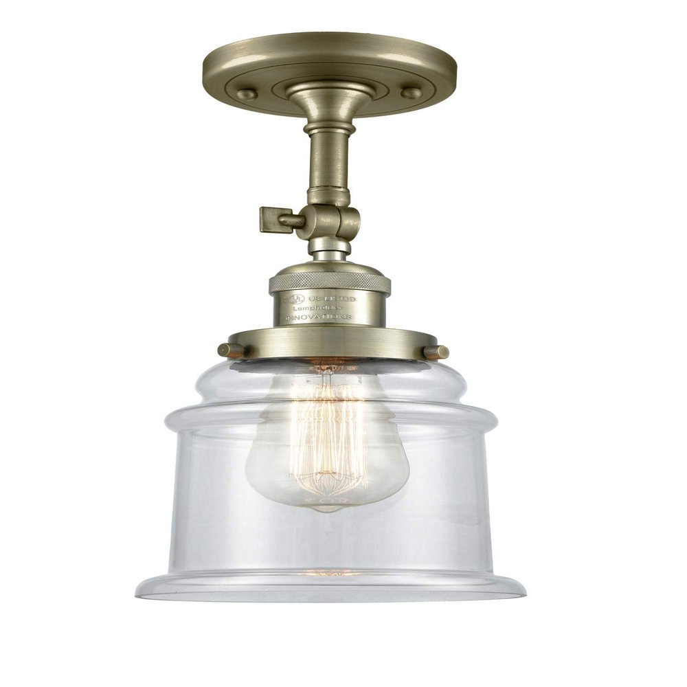 Innovations 201F-AB-G182 1 Light Semi-Flush Mount, Antique Brass