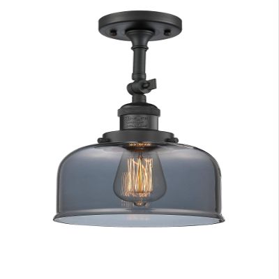 Innovations 201F-BK-G73 1 Light Semi-Flush Mount, Matte Black