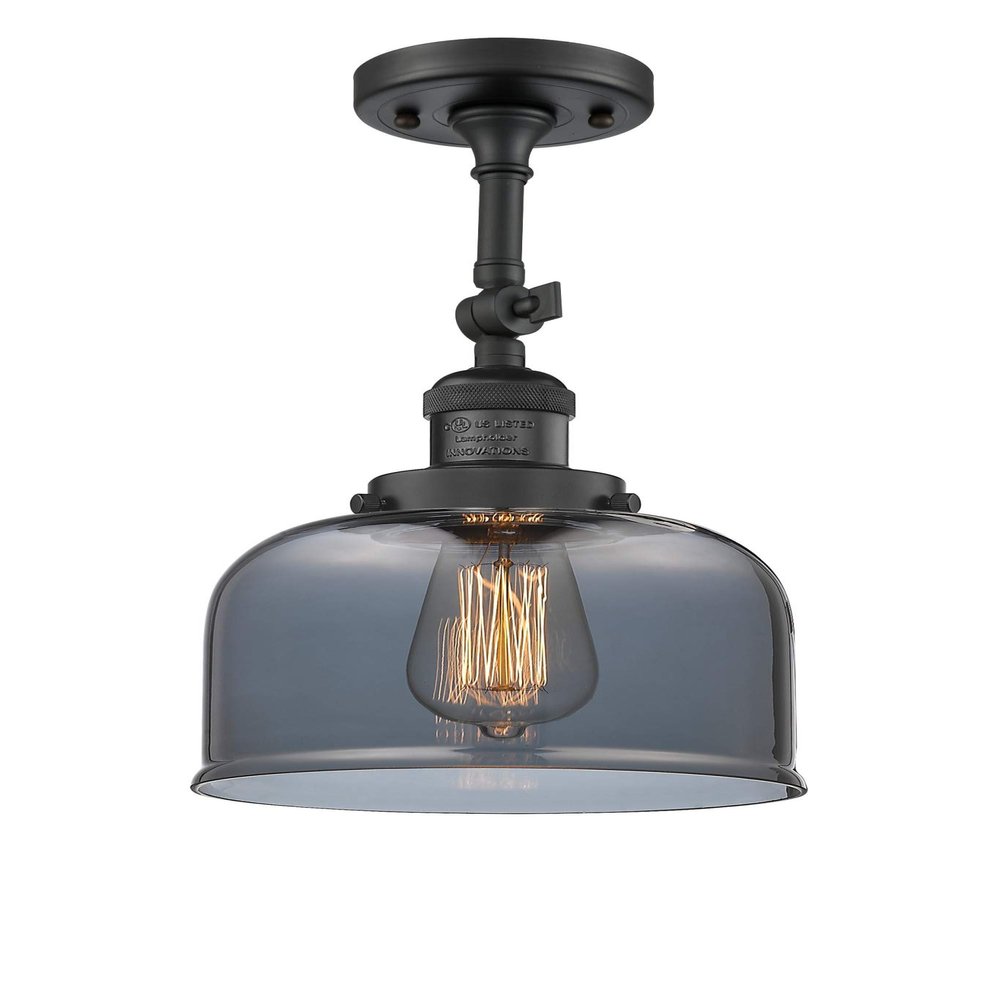Innovations 201F-BK-G73 1 Light Semi-Flush Mount, Matte Black