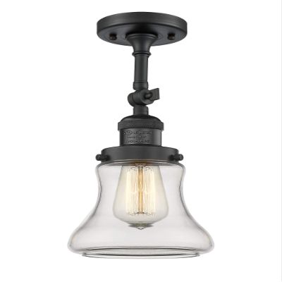 Innovations 201F-BK-G192 1 Light Semi-Flush Mount, Matte Black