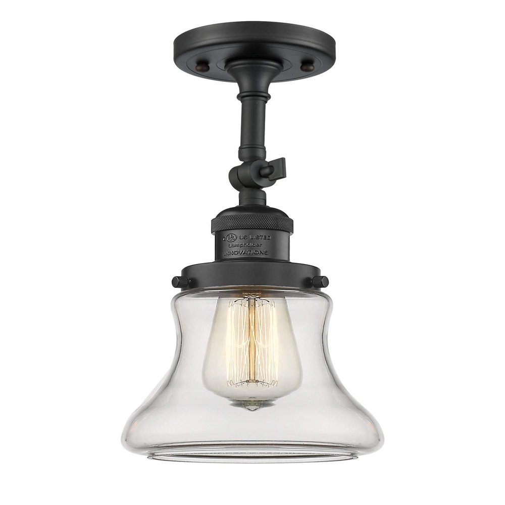 Innovations 201F-BK-G192 1 Light Semi-Flush Mount, Matte Black