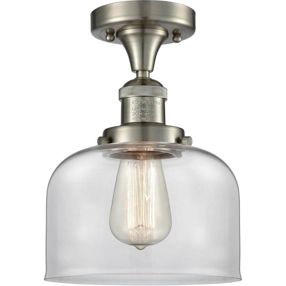 Innovations 517-1CH-SN-G72-LED 1 Light Vintage Dimmable LED Semi-Flush Mount, Brushed Satin Nickel