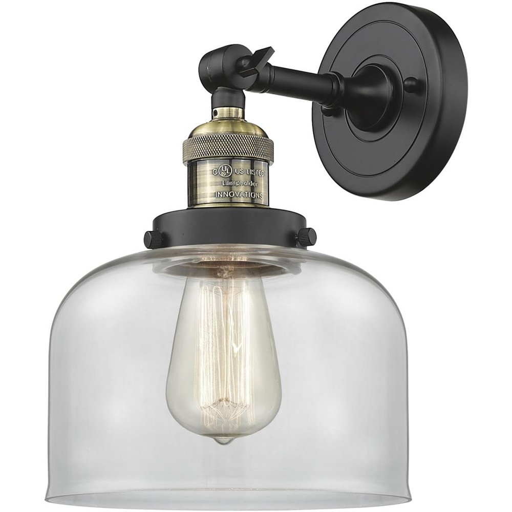 Innovations 201F-BAB-G72-LED 1 Light Vintage Dimmable LED Semi-Flush Mount, Black Antique Brass