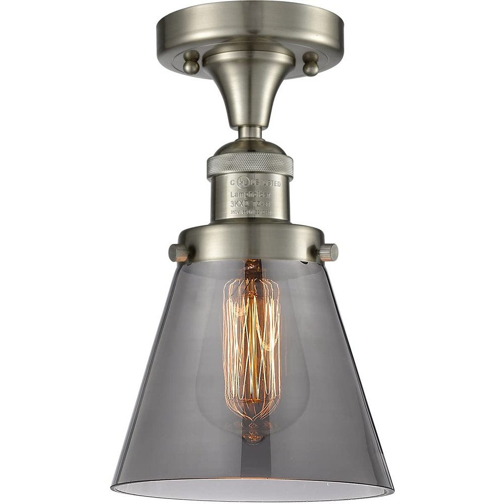 Innovations 517-1CH-SN-G63-LED 1 Light Vintage Dimmable LED Semi-Flush Mount, Brushed Satin Nickel