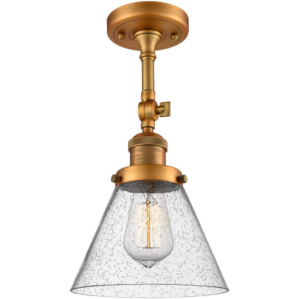 Innovations 201F-BB-G44-LED Traditional LED Semi-Flush Mount from Franklin Restoration Collection in Brass Finish,