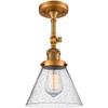 Innovations 201F-BB-G44-LED Traditional LED Semi-Flush Mount from Franklin Restoration Collection in Brass Finish, view 1