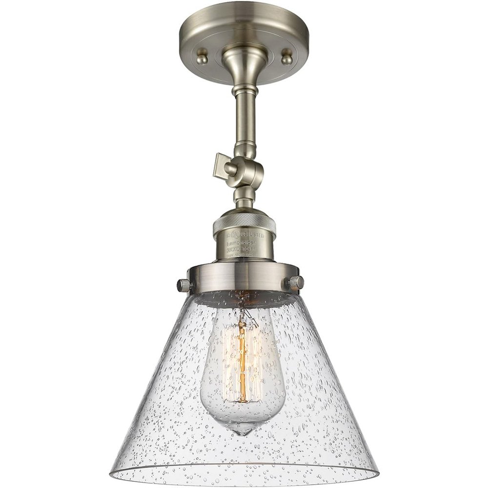 Innovations 201F-SN-G44-LED Transitional LED Semi-Flush Mount from Franklin Restoration Collection in Pewter, Nickel, Silver Finish,