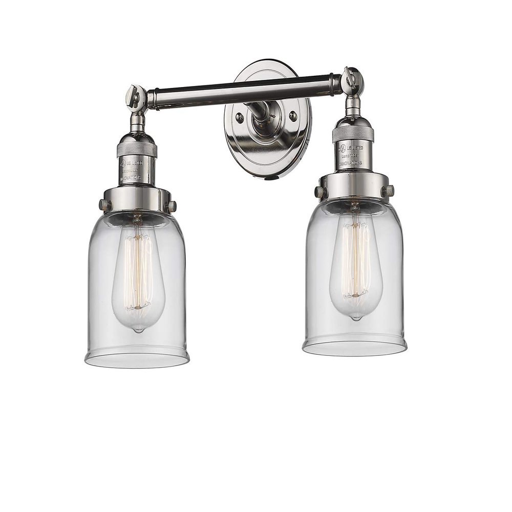 Innovations 208-PN-G52-LED 2 Light Vintage Dimmable LED Bathroom Fixture, Polished Nickel