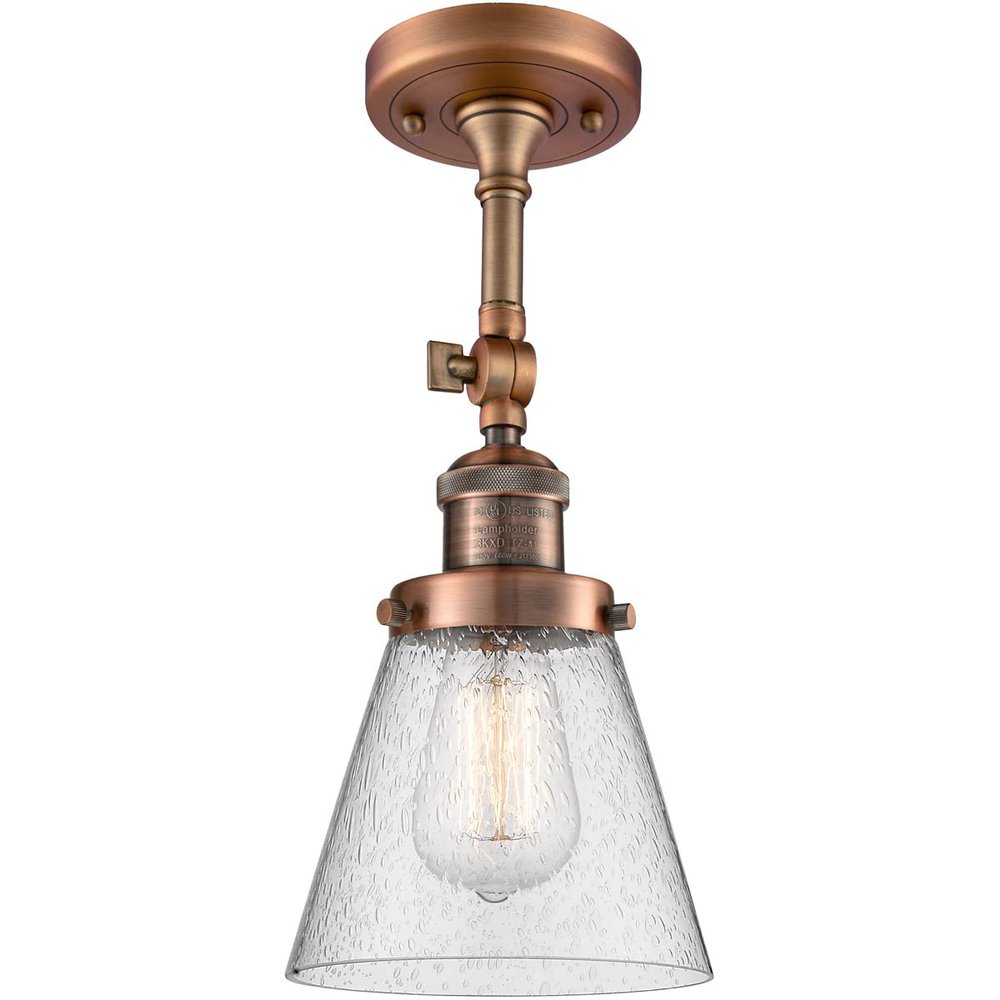 Innovations 201F-AC-G64-LED LED Semi-Flush Mount, Antique Copper