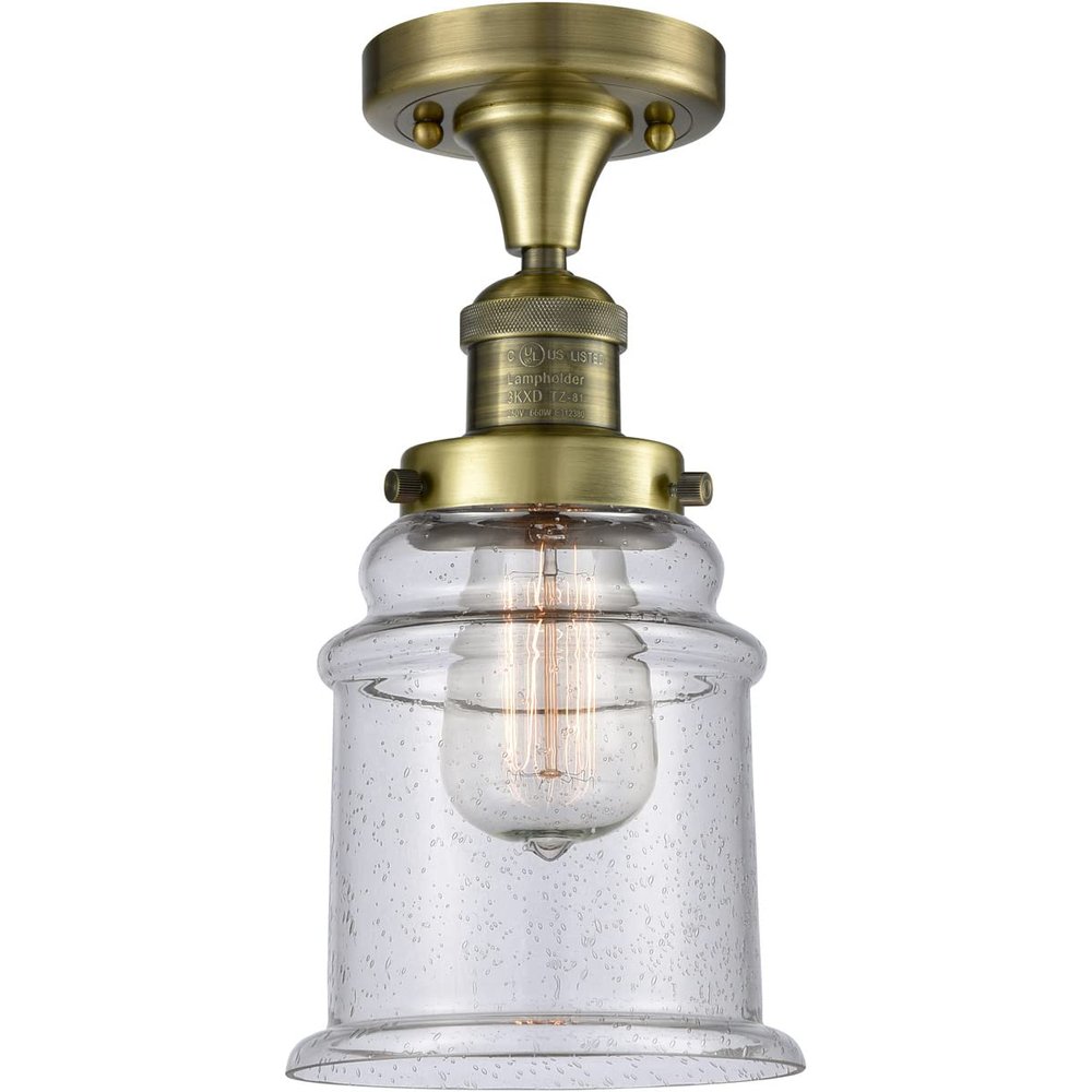 Innovations 517-1CH-AB-G184-LED 1 Light Vintage Dimmable LED Flush Mount, Antique Brass