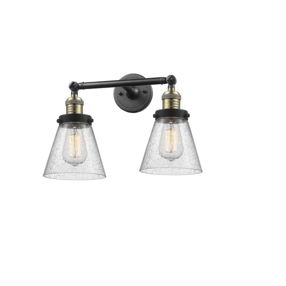 Innovations 208-BAB-G64-LED 2 Light Vintage Dimmable LED Bathroom Fixture, Black Antique Brass