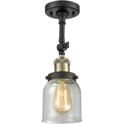 Innovations 201F-BAB-G54-LED 1 Light Vintage Dimmable LED Semi-Flush Mount, Black Antique Brass