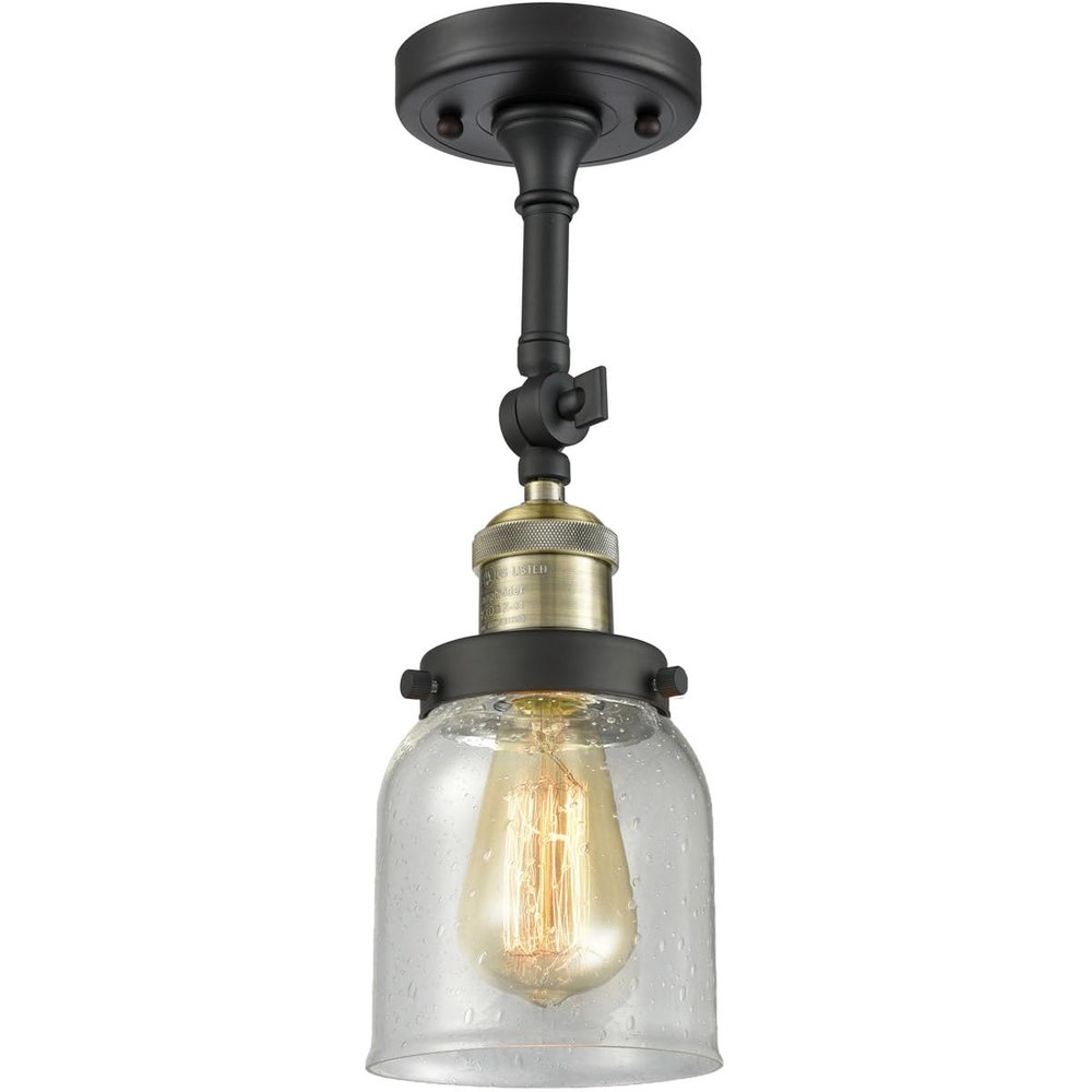 Innovations 201F-BAB-G54-LED 1 Light Vintage Dimmable LED Semi-Flush Mount, Black Antique Brass