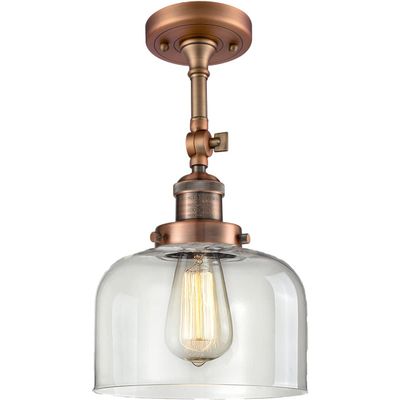 Innovations 201F-AC-G72-LED Traditional LED Semi-Flush Mount from Franklin Restoration Collection in Copper Finish,