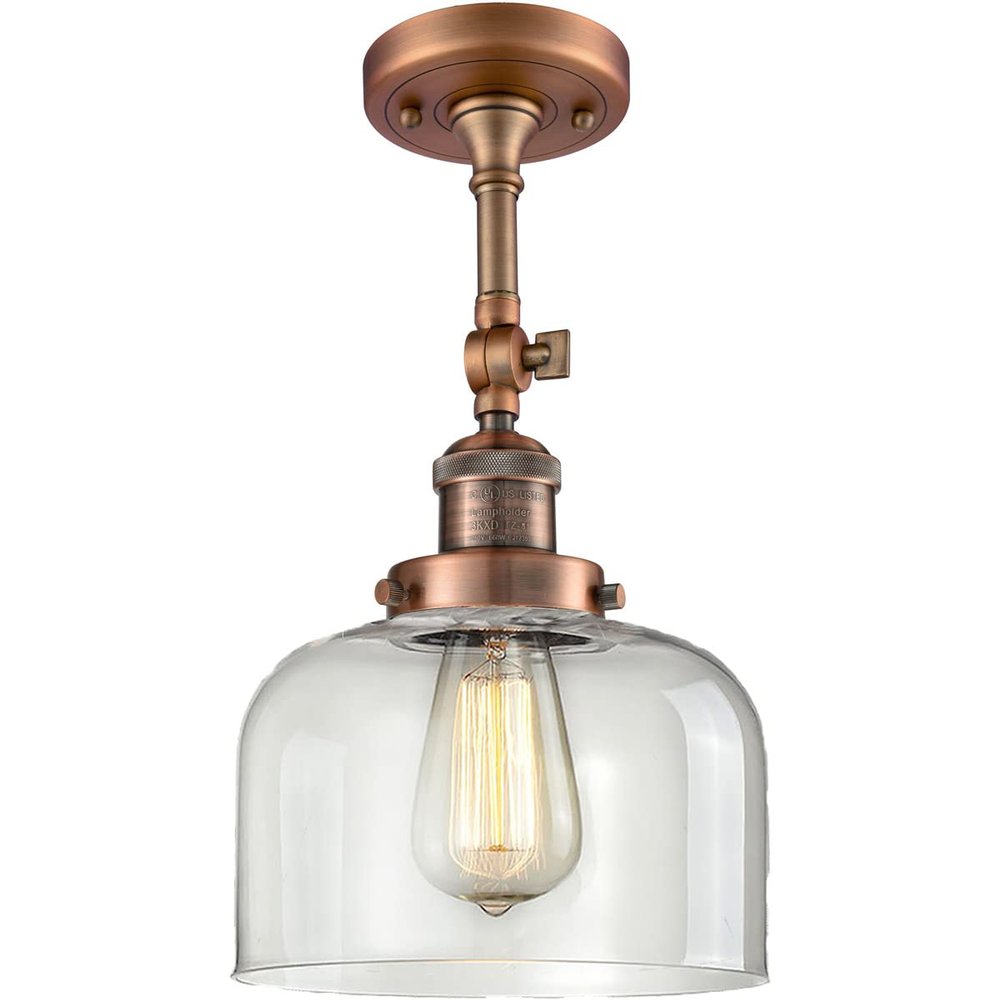 Innovations 201F-AC-G72-LED Traditional LED Semi-Flush Mount from Franklin Restoration Collection in Copper Finish,