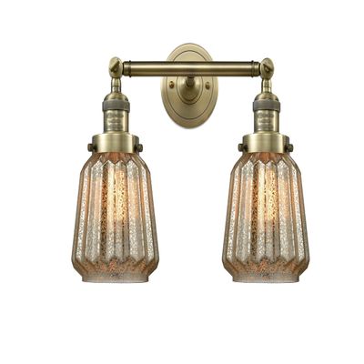 Innovations 208-AB-G146 2 Light Bathroom Fixture, Antique Brass
