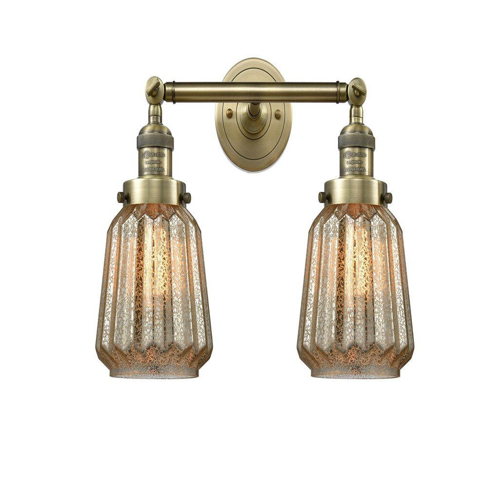 Innovations 208-AB-G146 2 Light Bathroom Fixture, Antique Brass