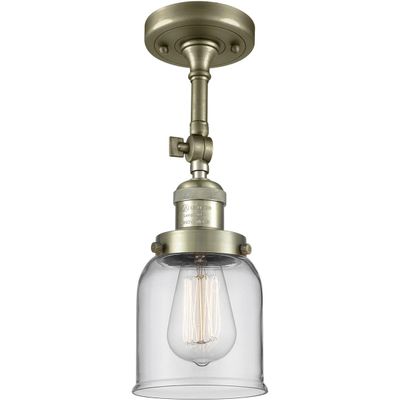 Innovations 201F-AB-G52-LED Traditional LED Semi-Flush Mount from Franklin Restoration Collection in Brass - Antique Finish,