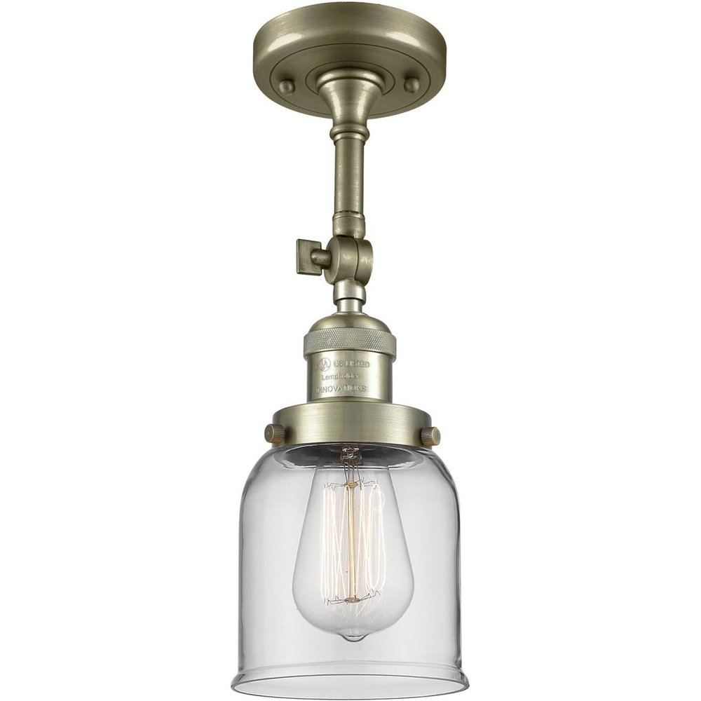 Innovations 201F-AB-G52-LED Traditional LED Semi-Flush Mount from Franklin Restoration Collection in Brass - Antique Finish,