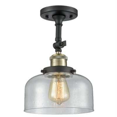 Innovations 201F-BAB-G74 1 Light Semi-Flush Mount, Black Antique Brass