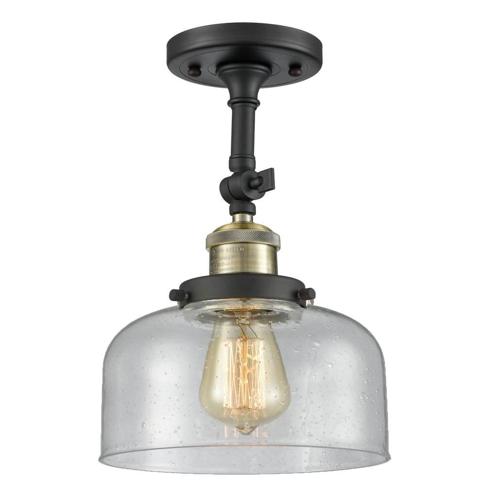 Innovations 201F-BAB-G74 1 Light Semi-Flush Mount, Black Antique Brass