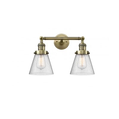 Innovations 208-AB-G64-LED 2 Light Vintage Dimmable LED Bathroom Fixture, Antique Brass