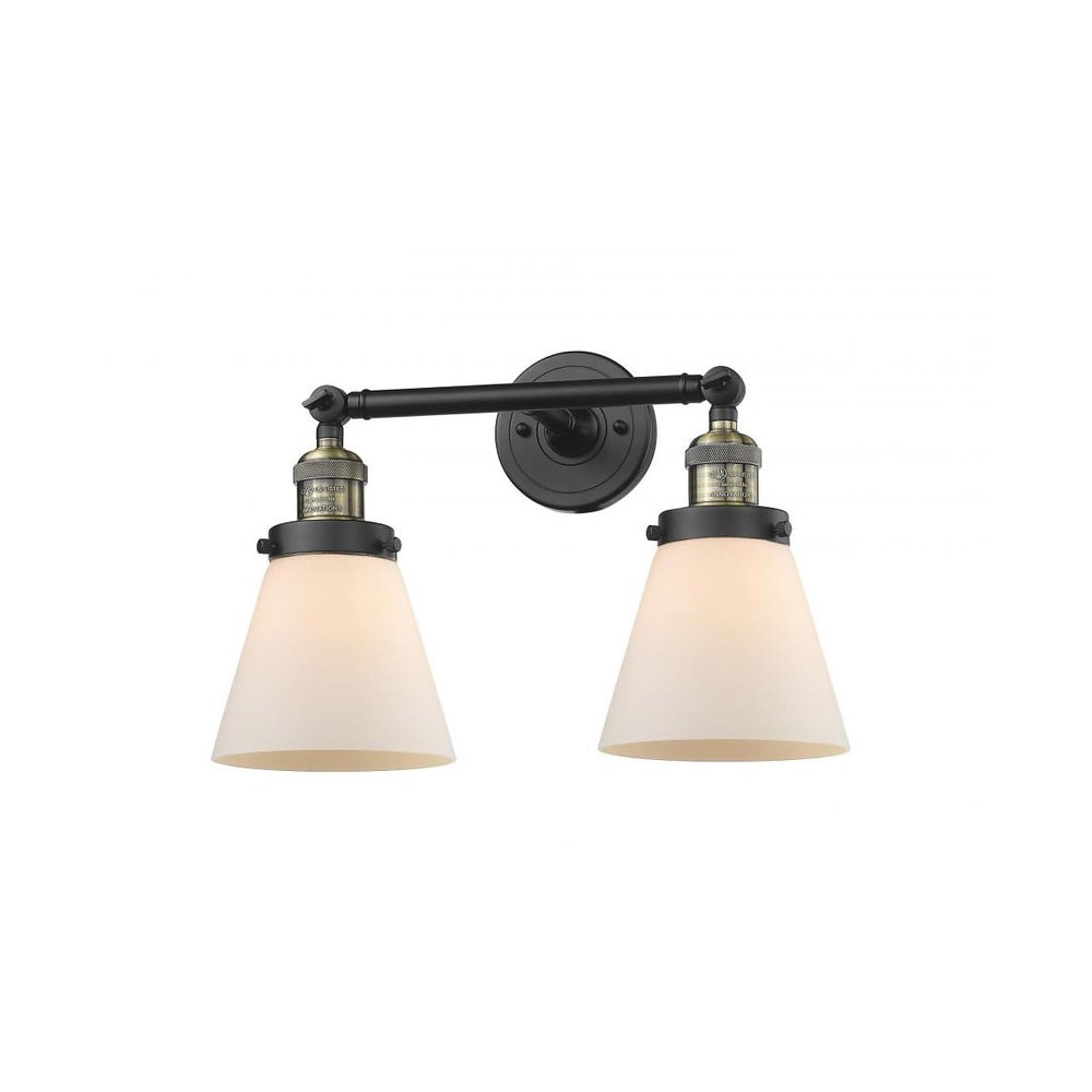 Innovations 208-BAB-G61-LED 2 Light Vintage Dimmable LED Bathroom Fixture, Black Antique Brass