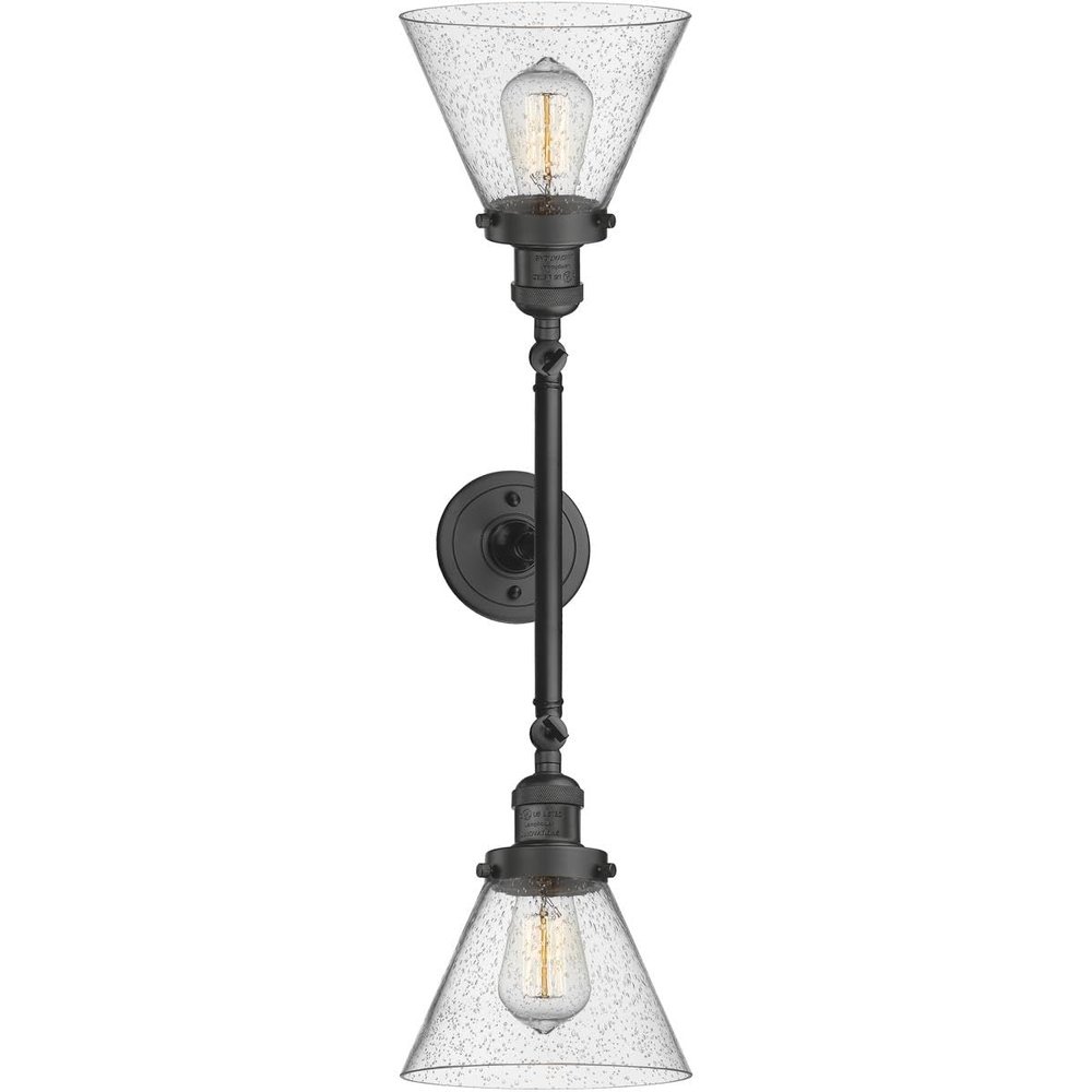 Innovations 208-OB-G44-LED 2 Light Vintage Dimmable LED Bathroom Fixture, Oil Rubbed Bronze