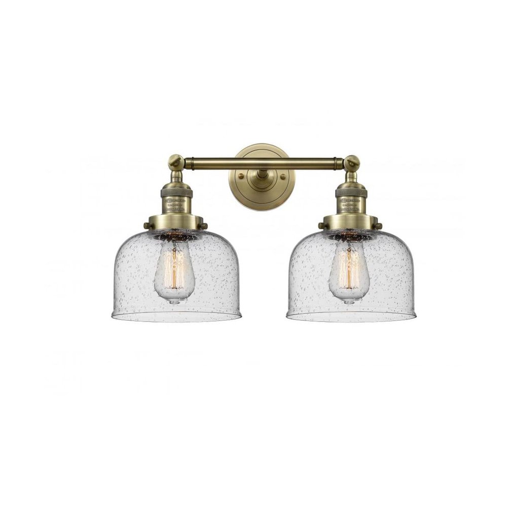 Innovations 208-AB-G74-LED 2 Light Vintage Dimmable LED Bathroom Fixture, Antique Brass