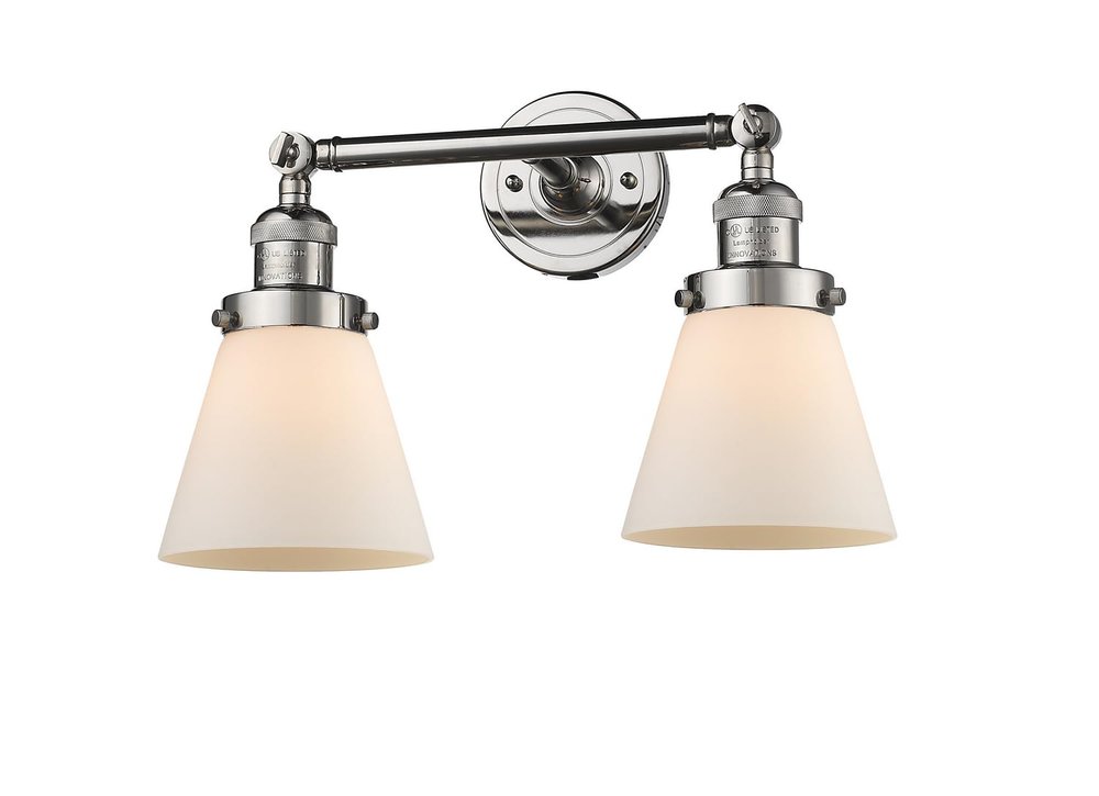 Innovations 208-PN-G61-LED 2 Light Vintage Dimmable LED Bathroom Fixture, Polished Nickel