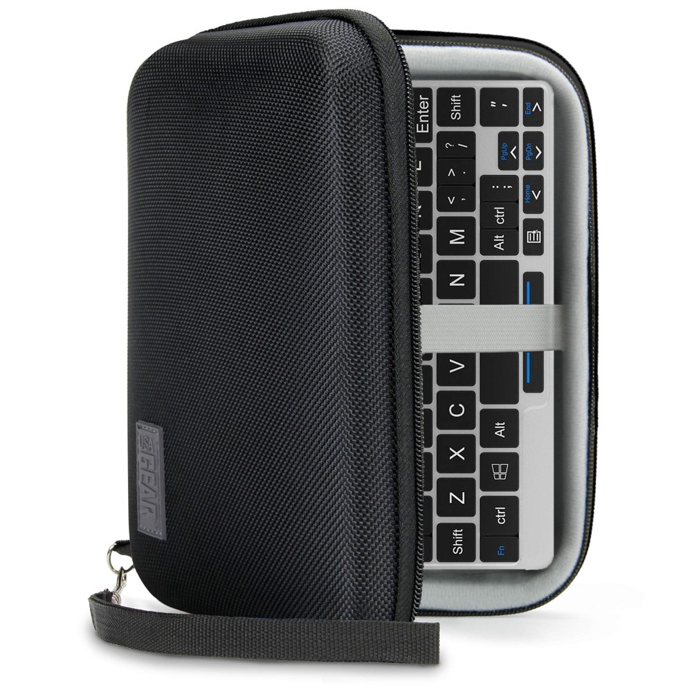 USA GEAR GPD Pocket Mini Laptop PC 7 Inch Hard Case Storage Travel Case - Compatible with 7 Inch Small Notebook UMPC Computer, GPD Win Mini, and More - Water Resistant Exterior, Mesh Pouch (Black)