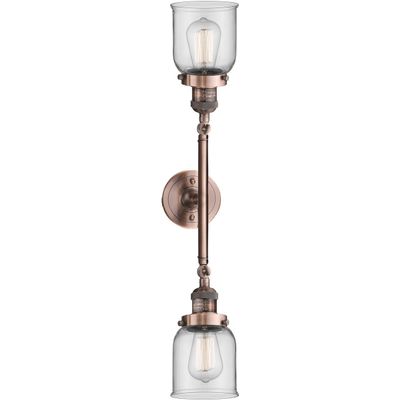 Innovations 208-AC-G52-LED 2 Light Vintage Dimmable LED Bathroom Fixture, Antique Copper