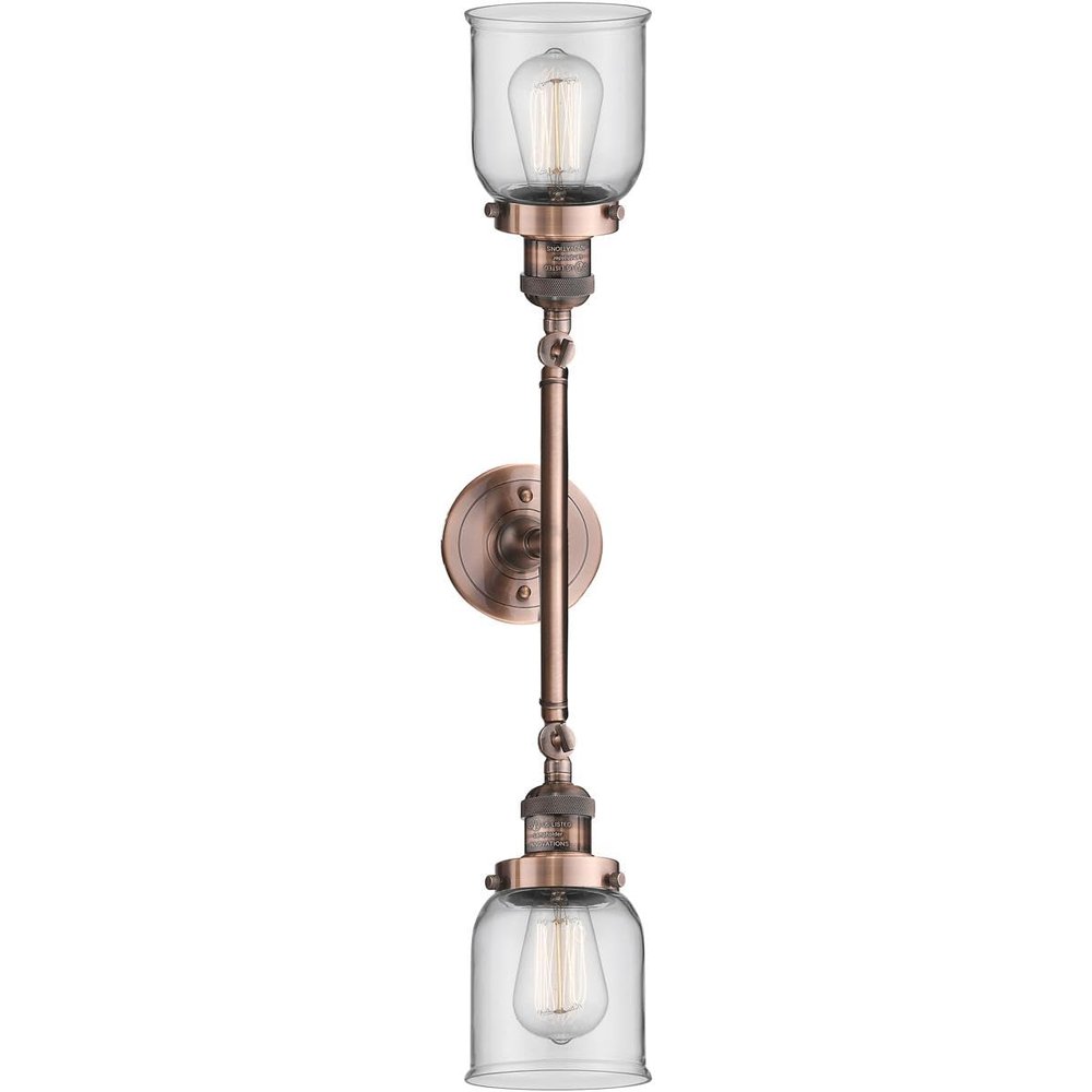 Innovations 208-AC-G52-LED 2 Light Vintage Dimmable LED Bathroom Fixture, Antique Copper